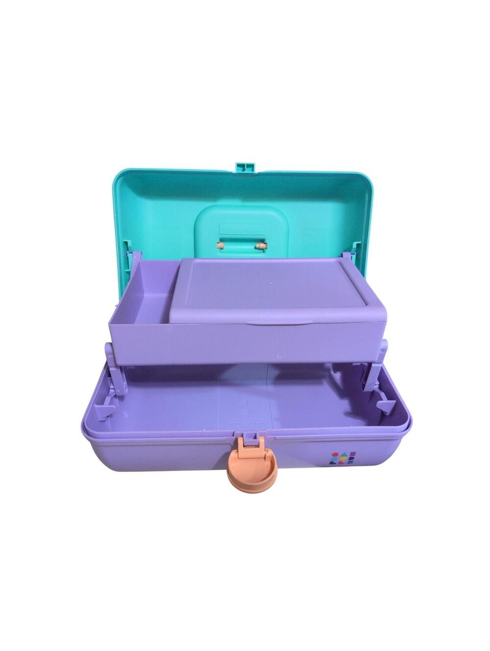 Caboodles 80's On-the-Go Girl Makeup Case Travel Carry Seafoam / Lavender #5626 - Picture 3 of 6